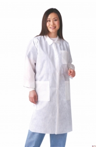 Medline NONRP600L Multi-Layer Material Lab Jackets with Knit Cuff and Collar Large Blue Pack of 30 