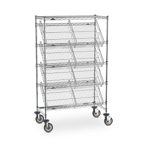 Suture Trolley with Slanted Wire Shelving