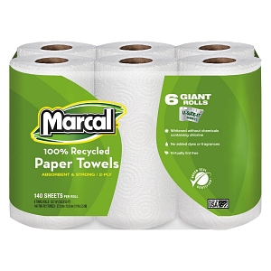 100% Recycled Paper Towels - 12 Rolls