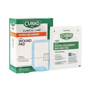 Curad Super Absorbent Wound Pad, Medium, 4 x 4, 10 Count
