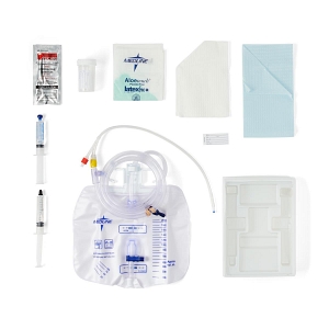 100% Silicone 2-Layer Foley Catheter Tray with Drain Bag | Medline ...