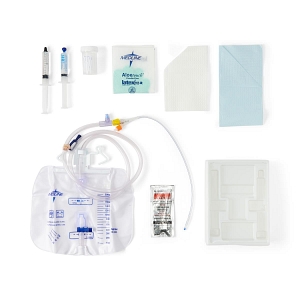 100% Silicone 2-Layer Foley Catheter Tray with Drain Bag | Medline ...