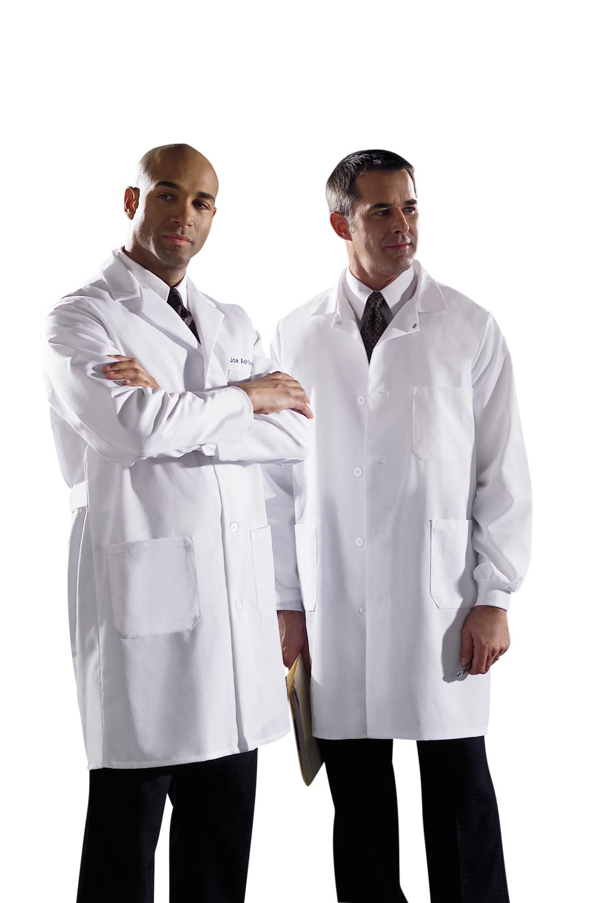 White Medline MDT12WHT52E Unisex Staff Length Lab Coat 