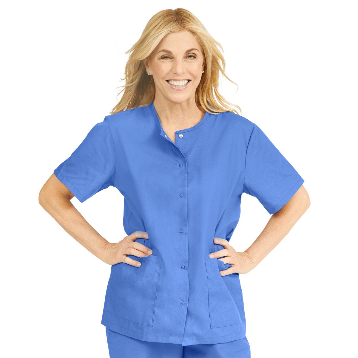 DINOZAVR Bambina Medical Uniform Healthcare Womens V-Neck Tunic 2 Pocket Medical Scrub Top