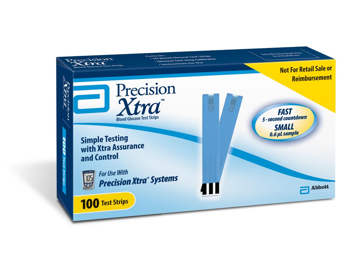 Blood Ketone Test Strips Precision Xtra® 10 Strips per Box 10 second test  time and 1.5 microliters blood sample size For Ketone Precision Meters