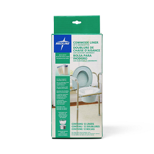 Medline Commode Liner with Absorbent Pad, Fits Standard Commodes, 12 Count