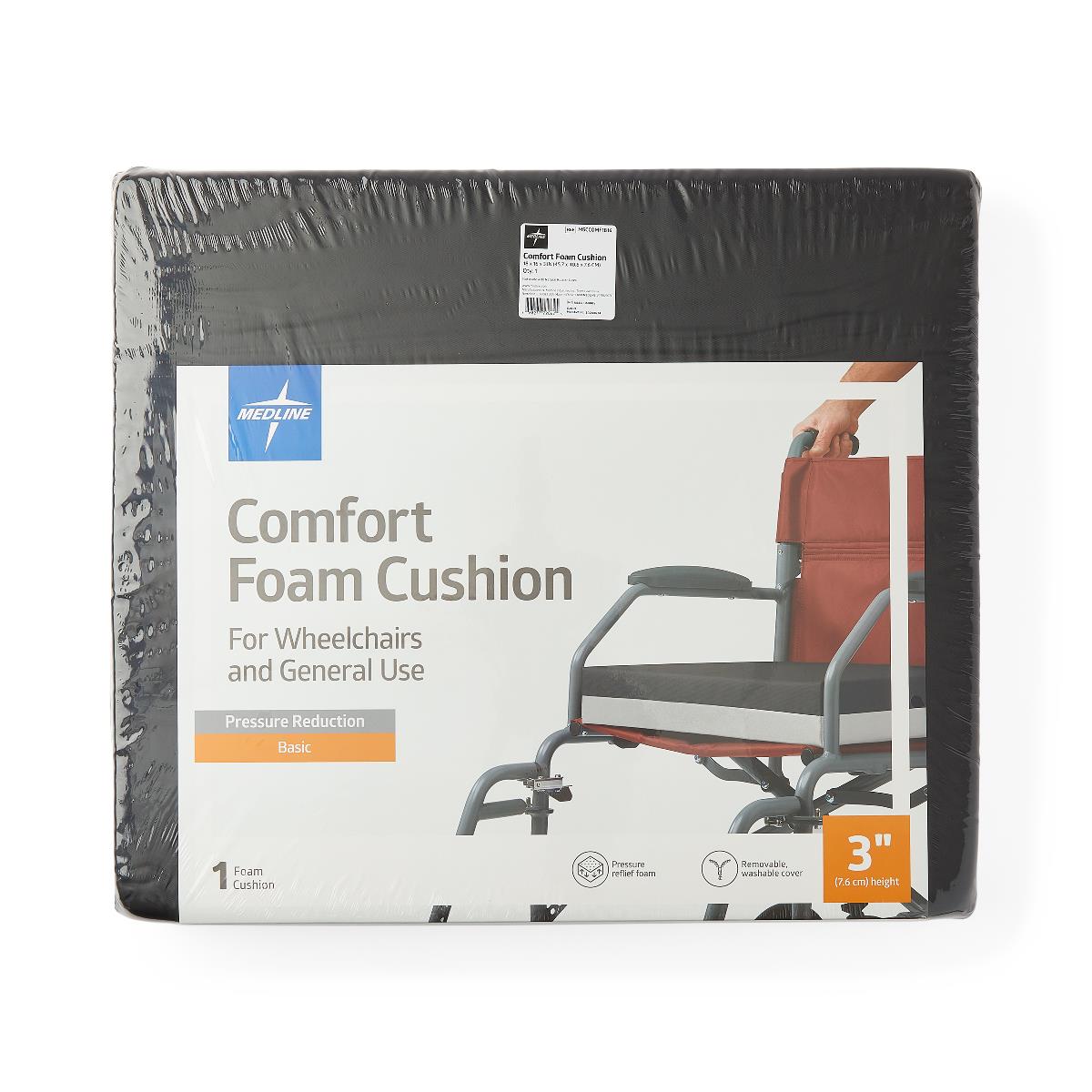 Medline Gel Foam Wheelchair Cushions for Pressure Redistribution 20 x 16 x 3