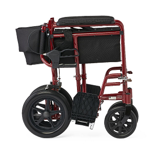 Medline Basic Aluminum Transport Chair 12in Red 1Ct