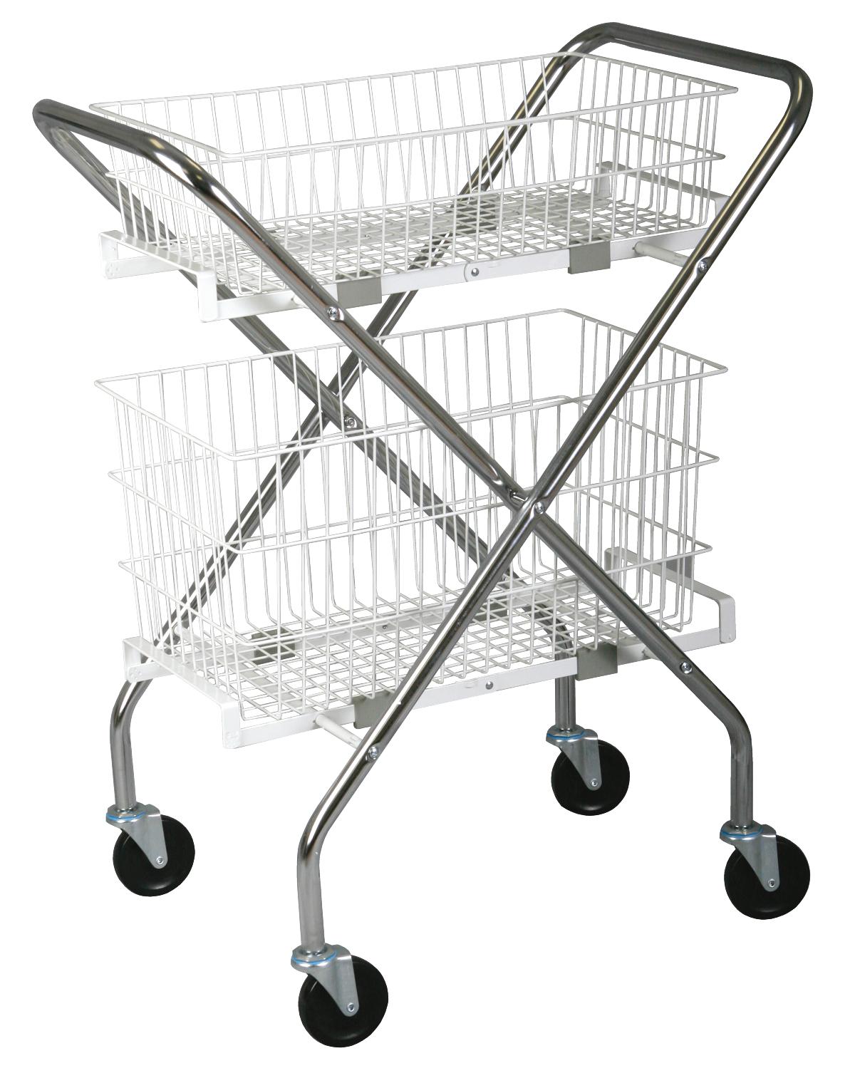 Folding Wire Utility / Mail Cart and Baskets