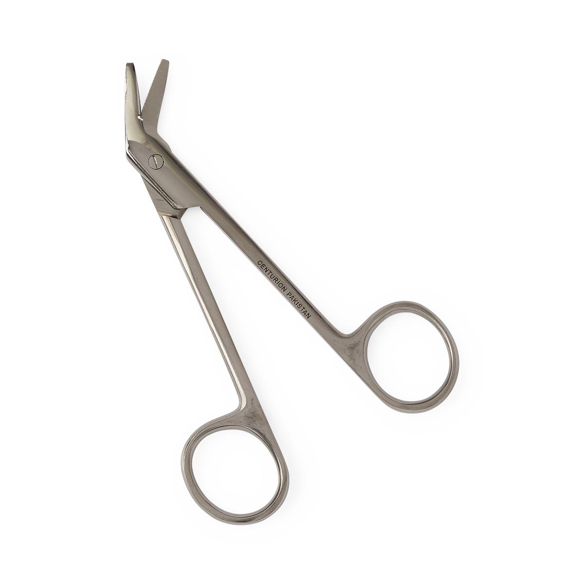 Wire Cutting Scissors 4 3/4 Angled One Serrated Blade