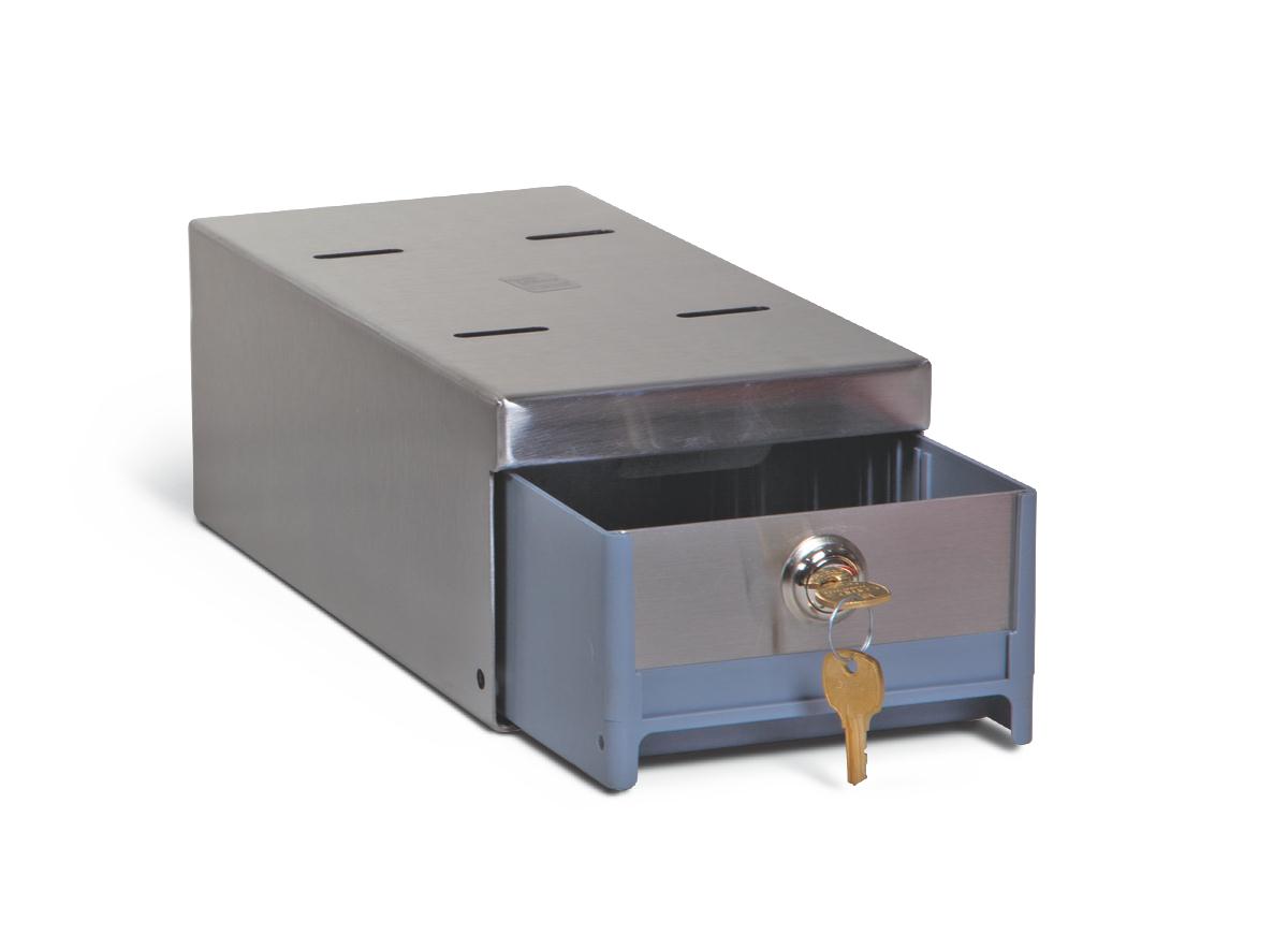 Item 3725 - Locking Refrigerator Box, Gray Drawer/Stainless Steel Bracket,  Key Lock