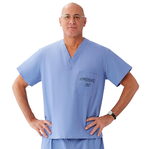 Unisex 100% Cotton Reversible Hyperbaric Scrub Top with Pockets 