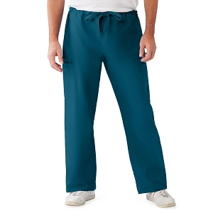 Medline ComfortEase Unisex Elastic-Waist Cargo Scrub Pants, 3 Pockets,  Caribbean Blue, Size Medium, Regular Inseam