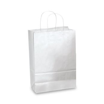 Paper shopping bag with cleaning household products on whi…