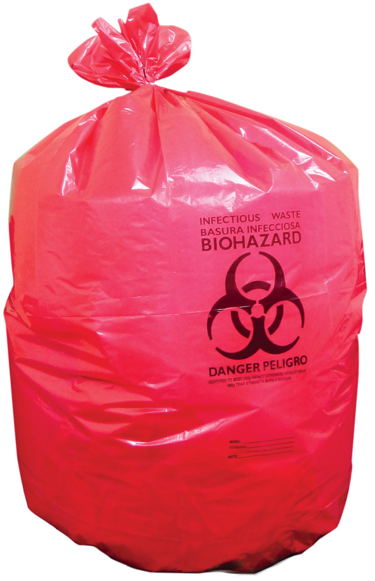  8-10 Gallon Medical Waste Trash Bags - 1.3 Mil - 500/case