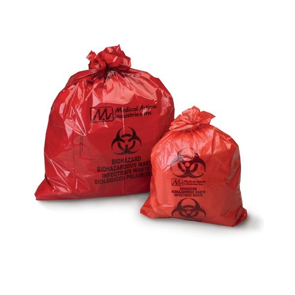 45 Gallon Red Medical Waste Trash Bags - 1.25 Mil