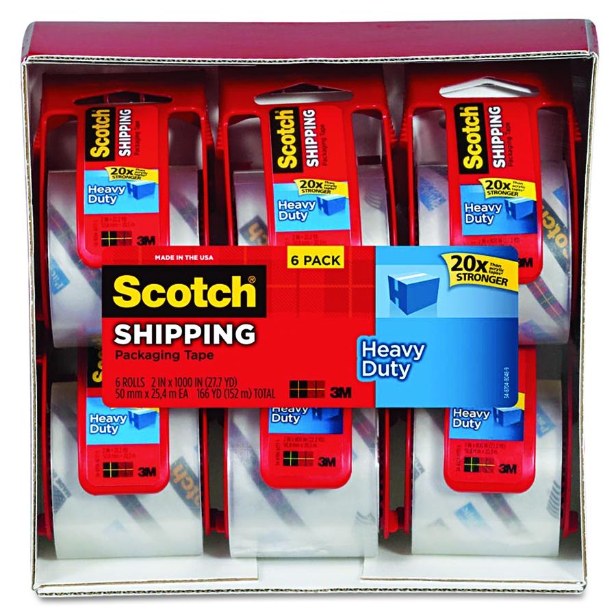 Scotch - 3850 Shipping Packaging Tape, 2 x 27.7YD - 6 Rolls w