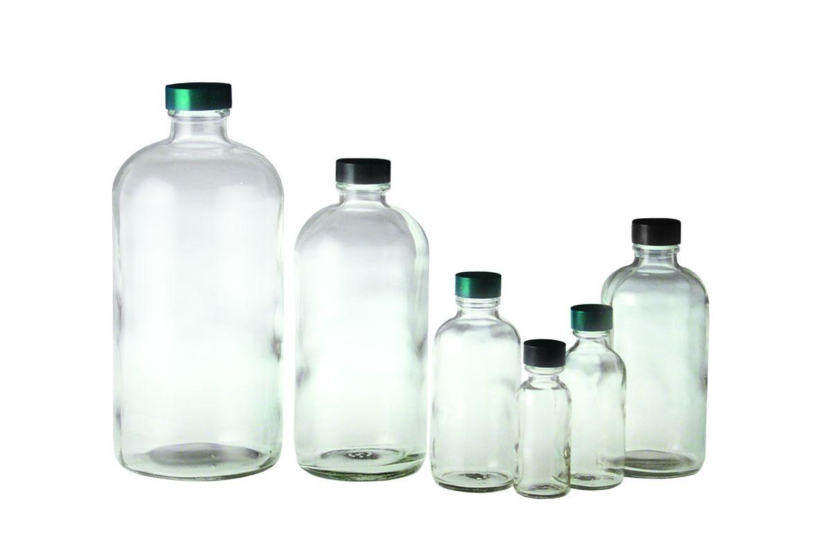 2oz Amber Glass Packer Bottles -Black Phenolic Cap