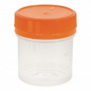 Sterile 4 oz Polypropylene Specimen Cup With 1/4 Turn RED Screwcap and  Tri-Lingual ID Label, Individually Wrapped, 100/CS