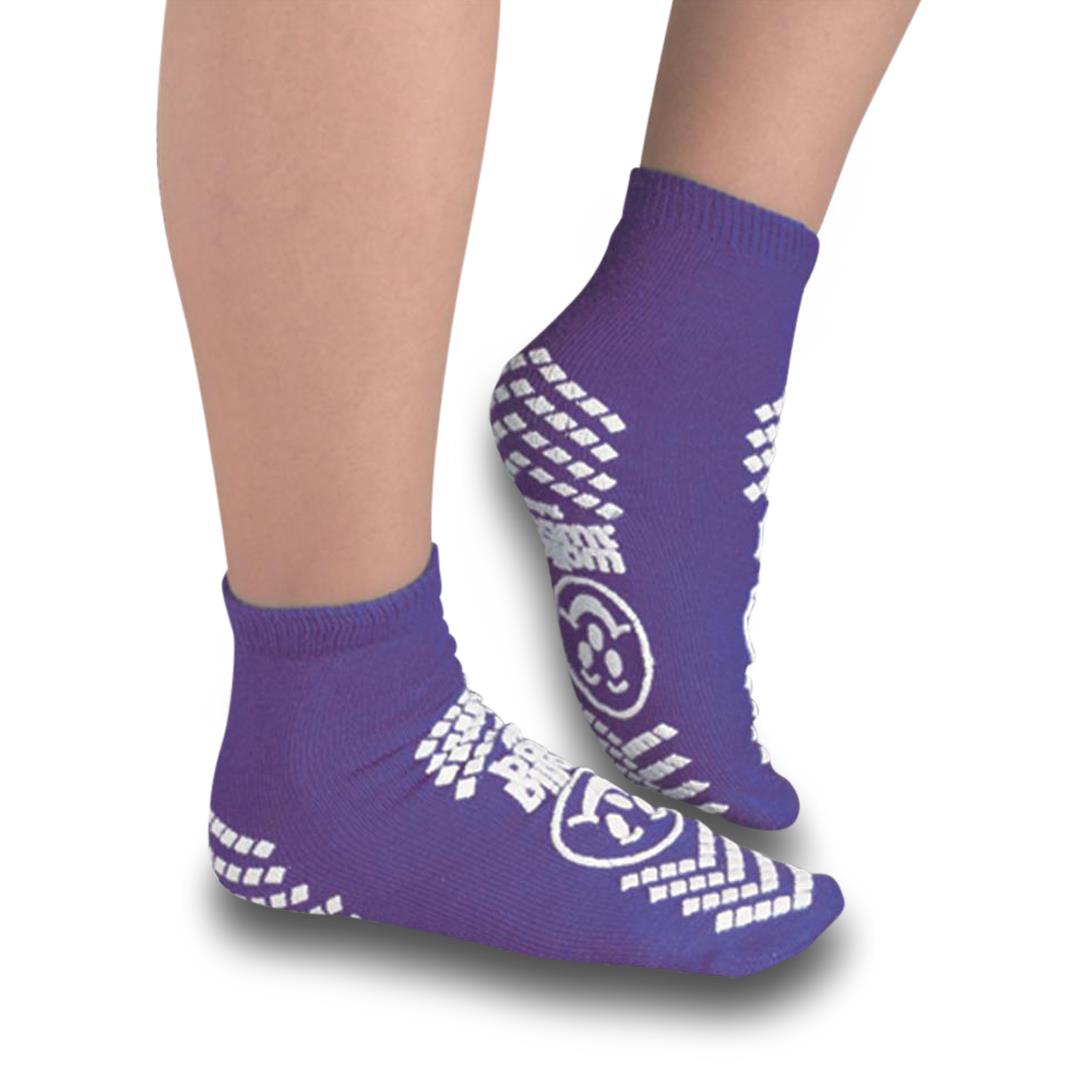 Slipper Socks, Non Skid, Single Sided, Large, Blue, Pair